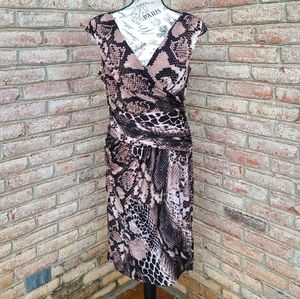 Ralph Lauren Snakeskin Knee Length Dress Brown 12